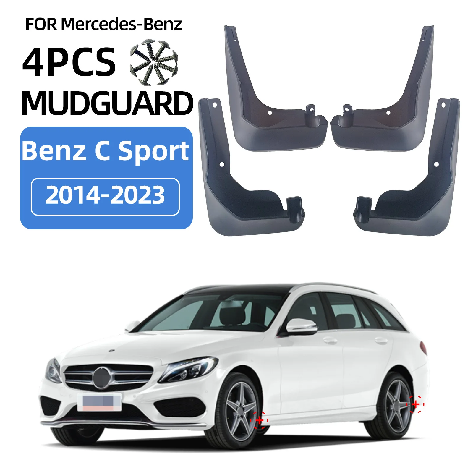 

For 2014-2023 Mercedes Benz C-Class Sport Mercedes Benz C mudguard Mudflaps Front Rear Flares Splash Guards Cover Car Accessoie