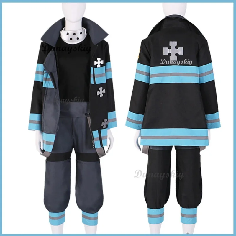 Anime Fire Force Maki Oze Cosplay Costume Enn Enn No Shouboutai Firefighter Wig Coat Uniform Adult Woman Sexy Carnival Suit