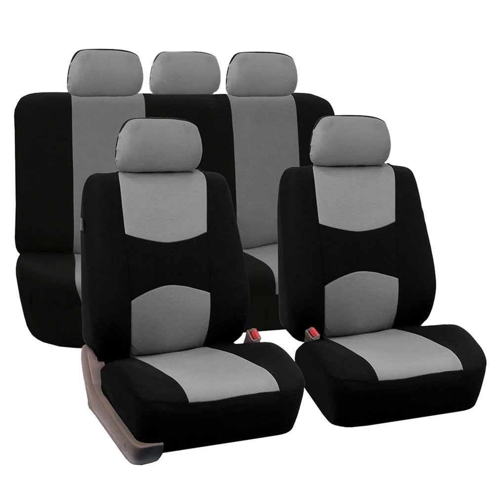 

9 Pcs Full Set Car Seat Covers with Detachable Headrests Universal Fit Interior Split Bench Covers(Beige)