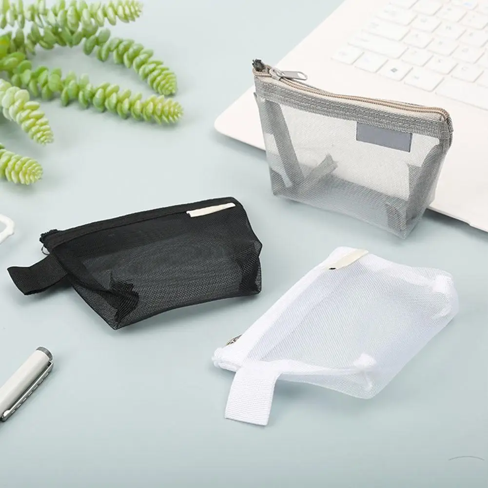 Small Nylon Three-dimensional Triangular Mesh Coin Purse Key Lipstick Coin Bag ID Business Credit Card Holder Storage Bags