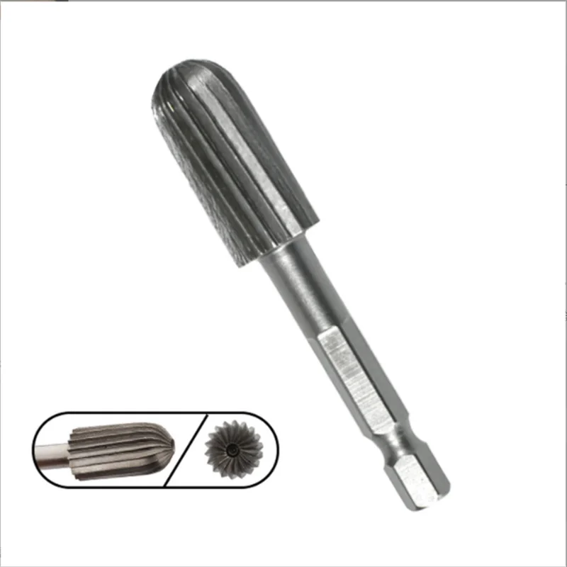 Hexagonal handle woodworking rotary file 6pcsHSS special-shaped electric drill grinding head set wood punching carving file