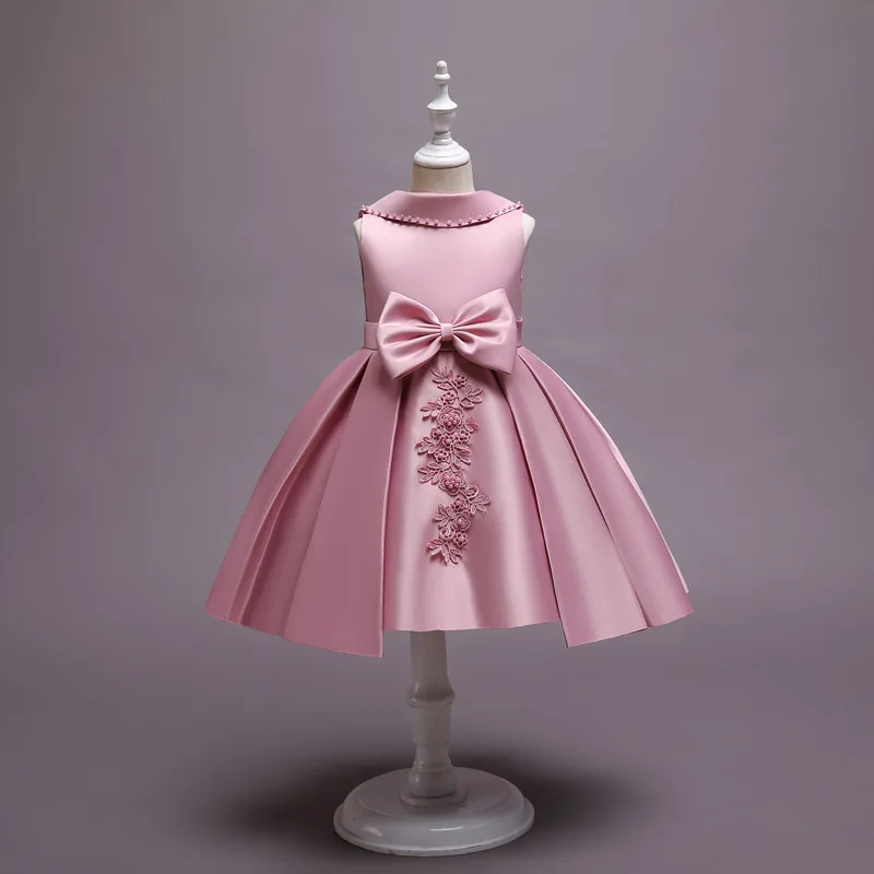 

Kid Temperament Formal Dress Princess Skirt Piano Puff Skirt Girl Wedding Evening Gown Party Performance Children Dress with Bow