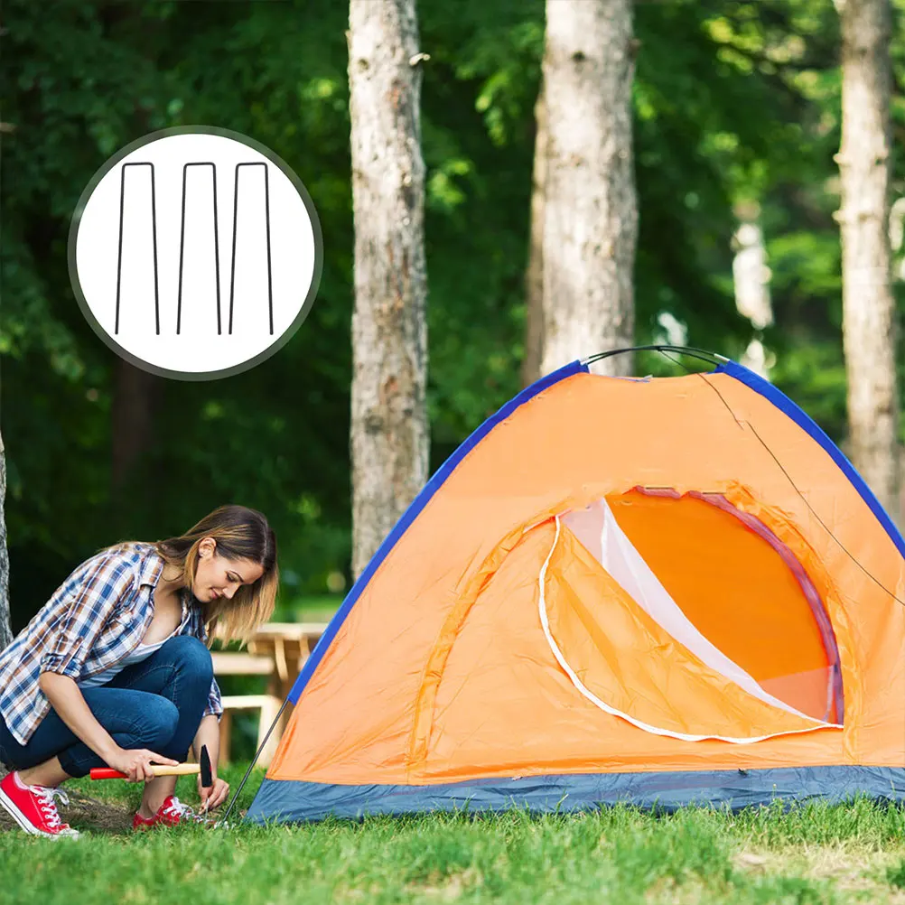 

50 шт U-образные металлические колья портативные прочные многоразовые садовые гвозди для крепления газона для наружного использования садовые колья