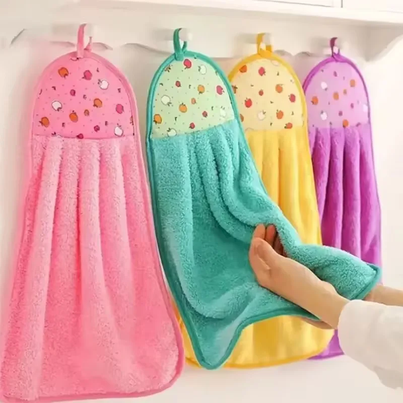 Toallas de terciopelo Coral de colores, toalla de mano suave y absorbente, accesorios de limpieza para el hogar, lavavajillas, cocina y baño, 3/5 Uds.