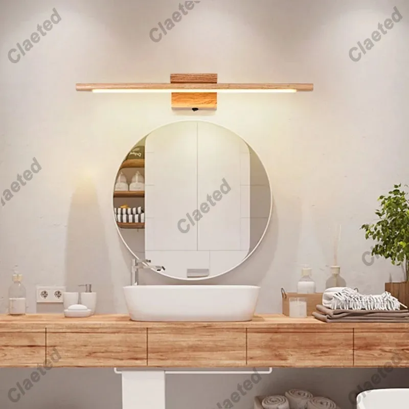 LED Mirror Light Bathroom Changing Room Dressing Table Solid Wood Wall Light Bedroom Hallway Corridor Wall Light with Switch