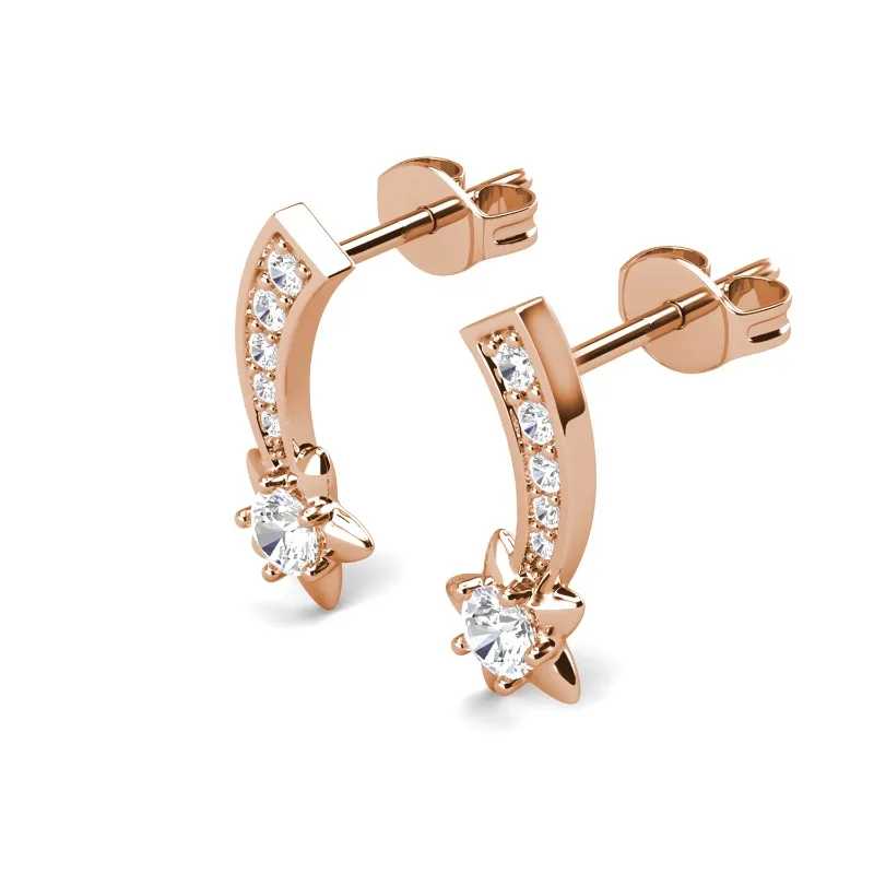 Daisini Gioielleria raffinata da donna Placcato in oro bianco 18 carati con cristalli Swarovski Orecchini in argento sterling 925 con stella meteora Stile classico