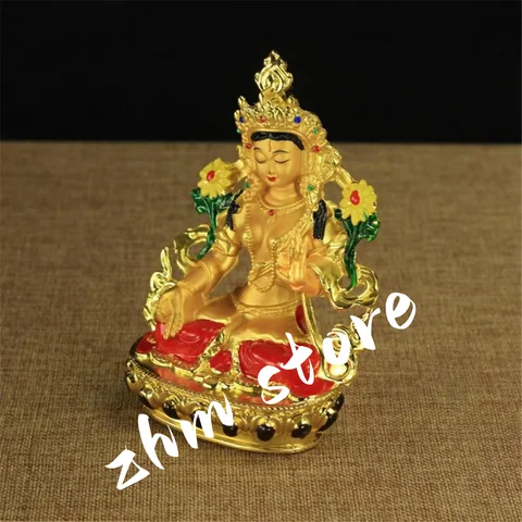 6inch Alloy Metal Buddhist Figurine ,Colored Efficacious Bodhisattva White Tara Statue