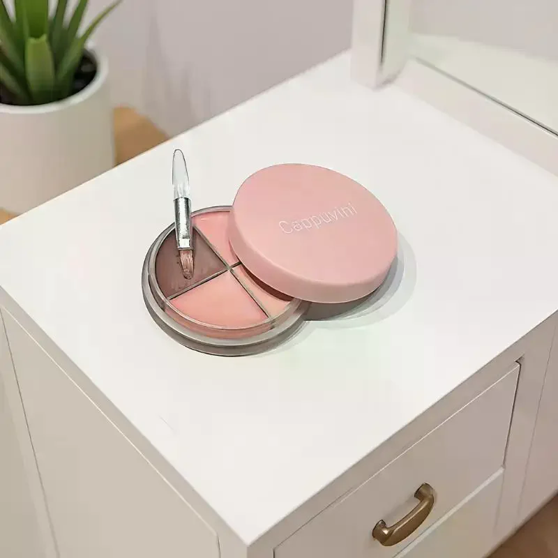 Cappuvini 4-Farben Matte Samt-Lidschatten-Palette Eyeliner Lidschatten Highlighter Kontur-Palette Augen-Make-up Niedliche Schönheits-Kosmetik