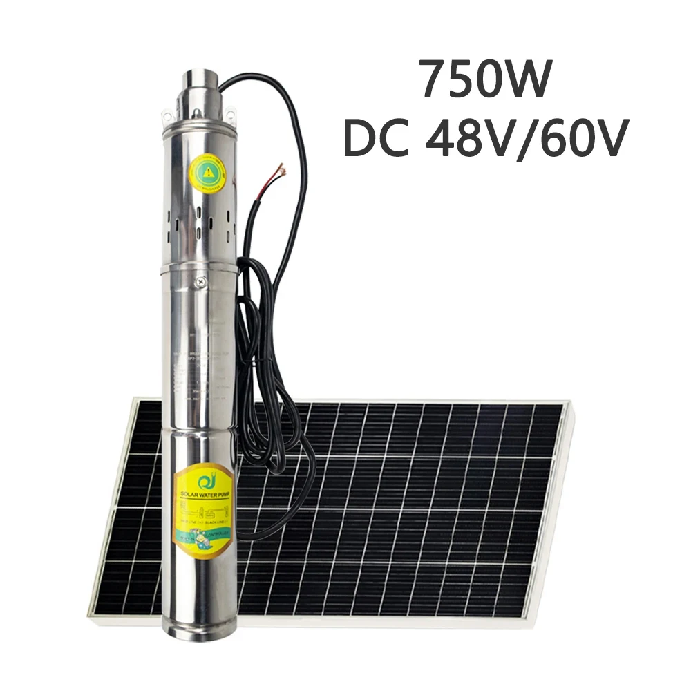 

370W 750W 24V48V Solar DC Deep Well Pump Flow 2T/H MPPT Controller Solar Stainless Steel Submersible Pump for Agriculture