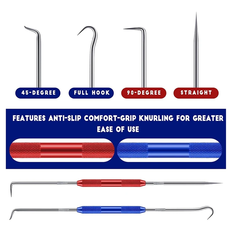 A63K-8 Pcs Double Pointed Scriber, Metal Scribe Tool Hook & Pick Tool Set Straight 45 Degree 90 Degree Tip Marking Tool