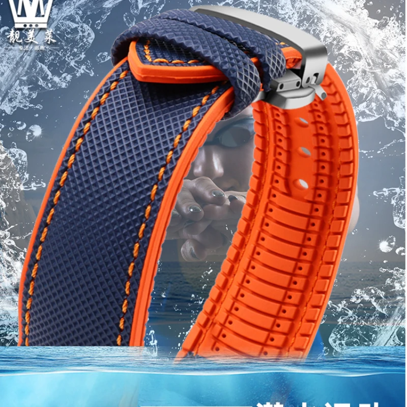 For BREITLING Amani seiko Watchband Nylon Silicone Bottom Watch Men Waterproof Rubber strap 20mm 22mm24mm Wrist Band Accessories