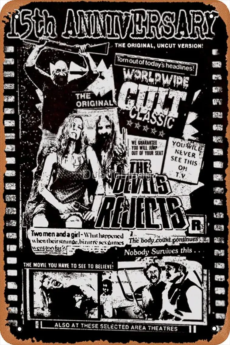Metal Sign - Devils Rejects 15 Year Anniversary Design rob Zombie Horror Movie Tin Poster 12 X 8 Inches sign