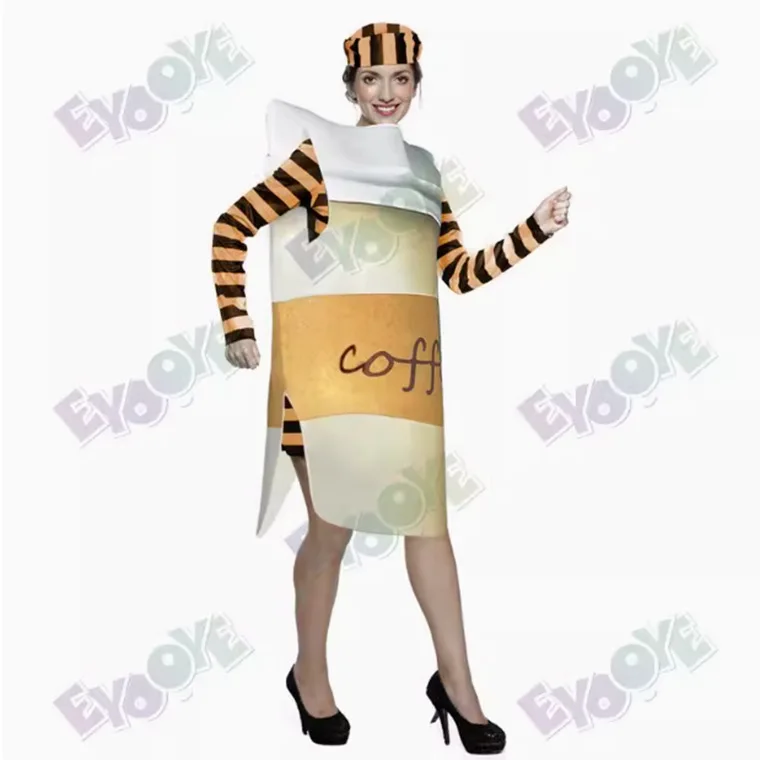 New Arrival Unisex Funny Latte Coffee Mug Fit H155 To180cm Party Cosplay Costume