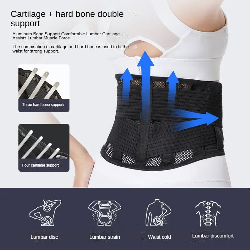 Breathable Lumbar Support Belt Adjustable Straps Back Belt Lower Back Waist Brace for Lower Back Relief Sciatica