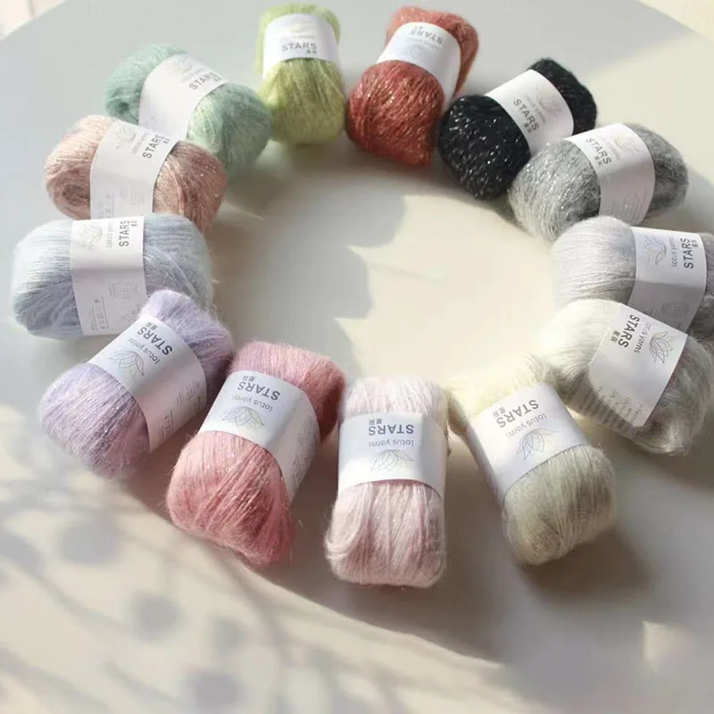 1*25g  Lotus   Sequined Mohair Hand Knitted Yarn Soft Warm Wool Yarn For DIY Crocheting And Knitting Sweater And Shawl