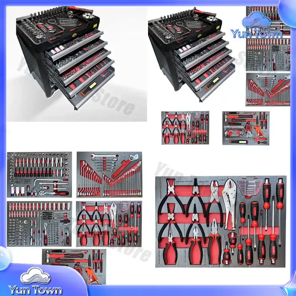 7 Drawers Garage Storage Tool Chest for Workshop Trolley Heavy Duty Tool Cabinet with 369PCS Tools Organizers Storage