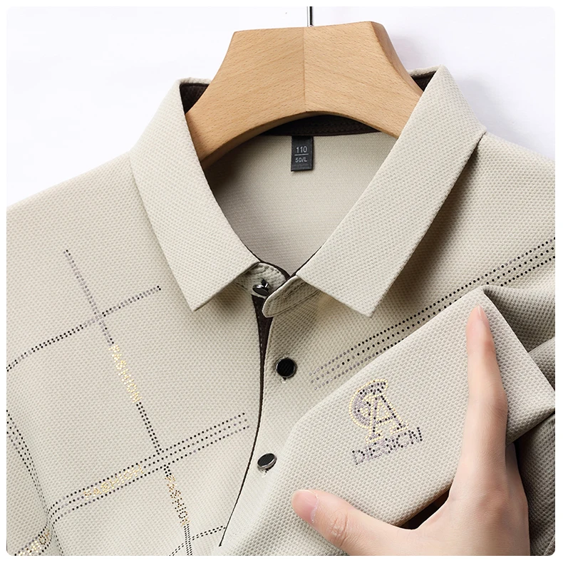 

Мужская футболка с длинными рукавами, новинка 2025 года, повседневная рубашка-поло с лацканами, осенний свободный однотонный простой топ