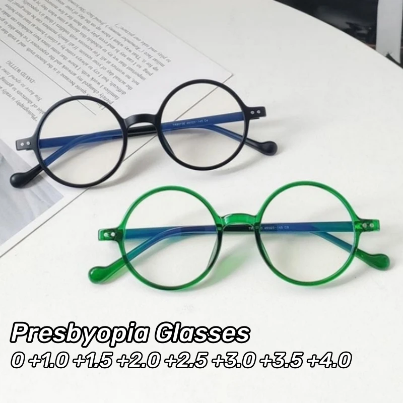 Men Vintage Hyperopia Eyewear New Ultra Light  Retro Small Round Frame Reading Glasses Anti Blue Light Presbyopia Glasses