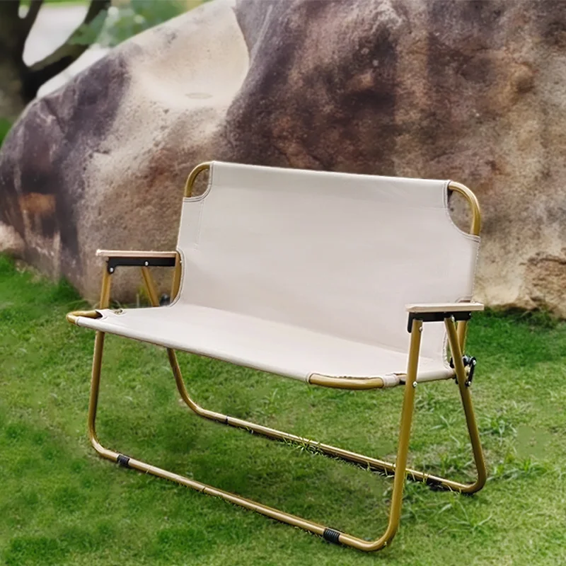 Outdoor Durable 600D Oxford Cloth Modern Foldable 2 Person Seated Steel Tube Garden Bench Dining Camping Chair