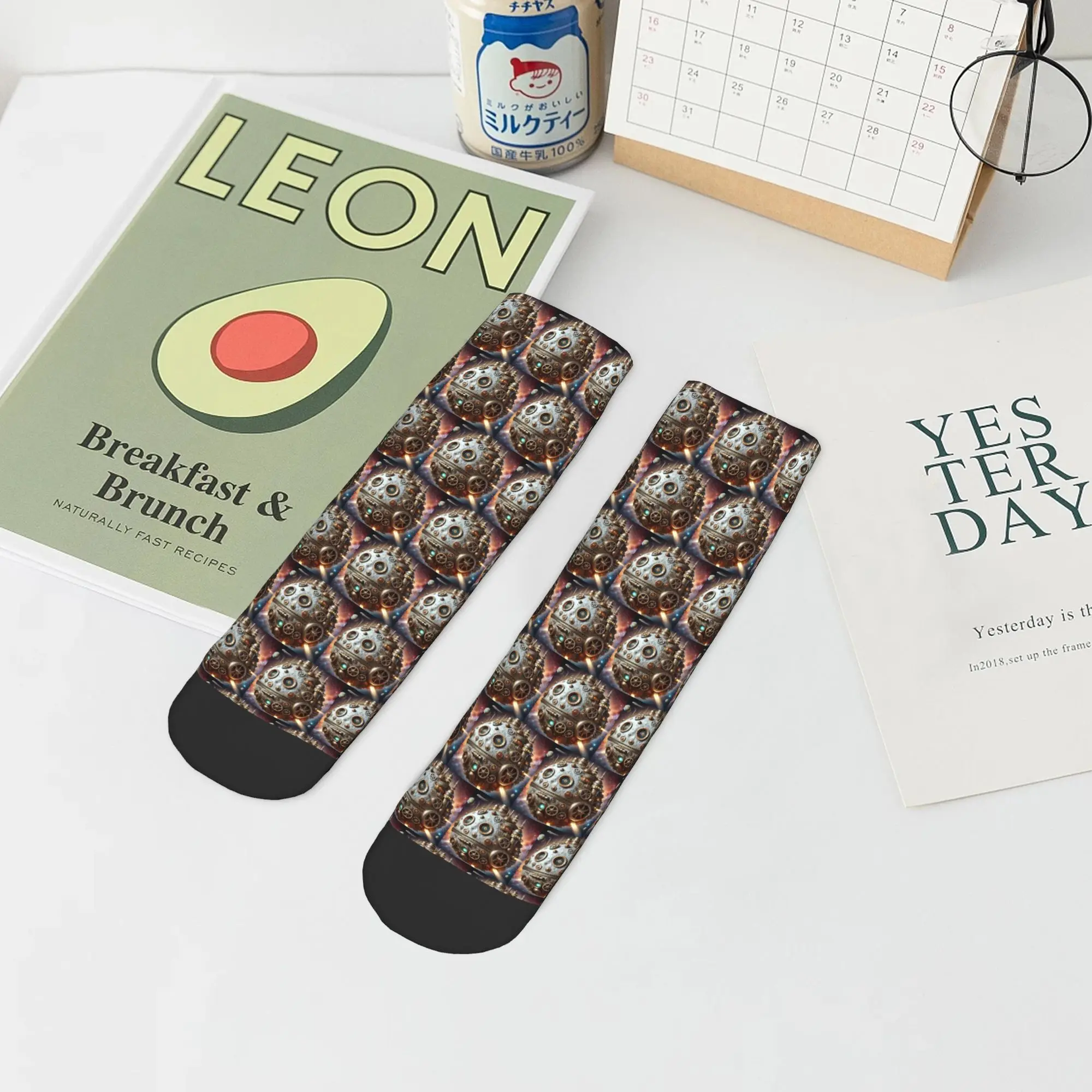 

Steampunk moon in space Socks Harajuku Super Soft Stockings All Season Socks Accessories for Man Woman Gifts