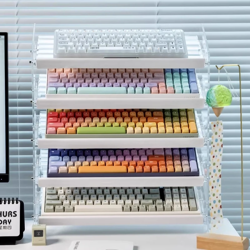 Slanted Keyboard Display Stand  Acrylic Multi-Tier Organizer Anti-Warping Desktop Storage for Cosmetics & Accessories Genuine
