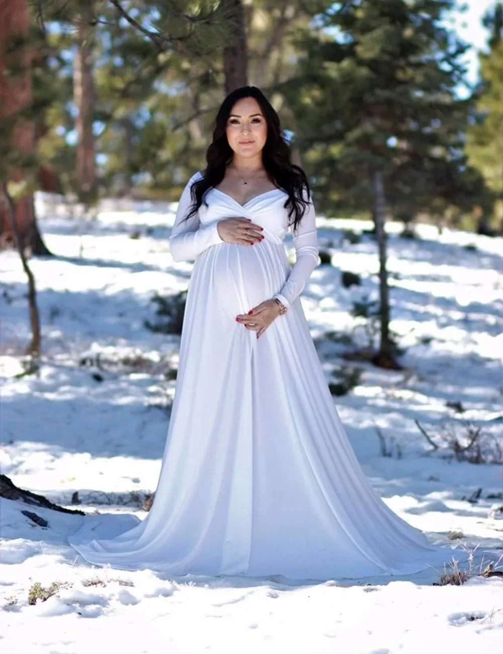 Vestidos de maternidad para sesión de fotos, maxivestido largo de maternidad, accesorios de fotografía, vestido de embarazo de algodón cultivado, 2024