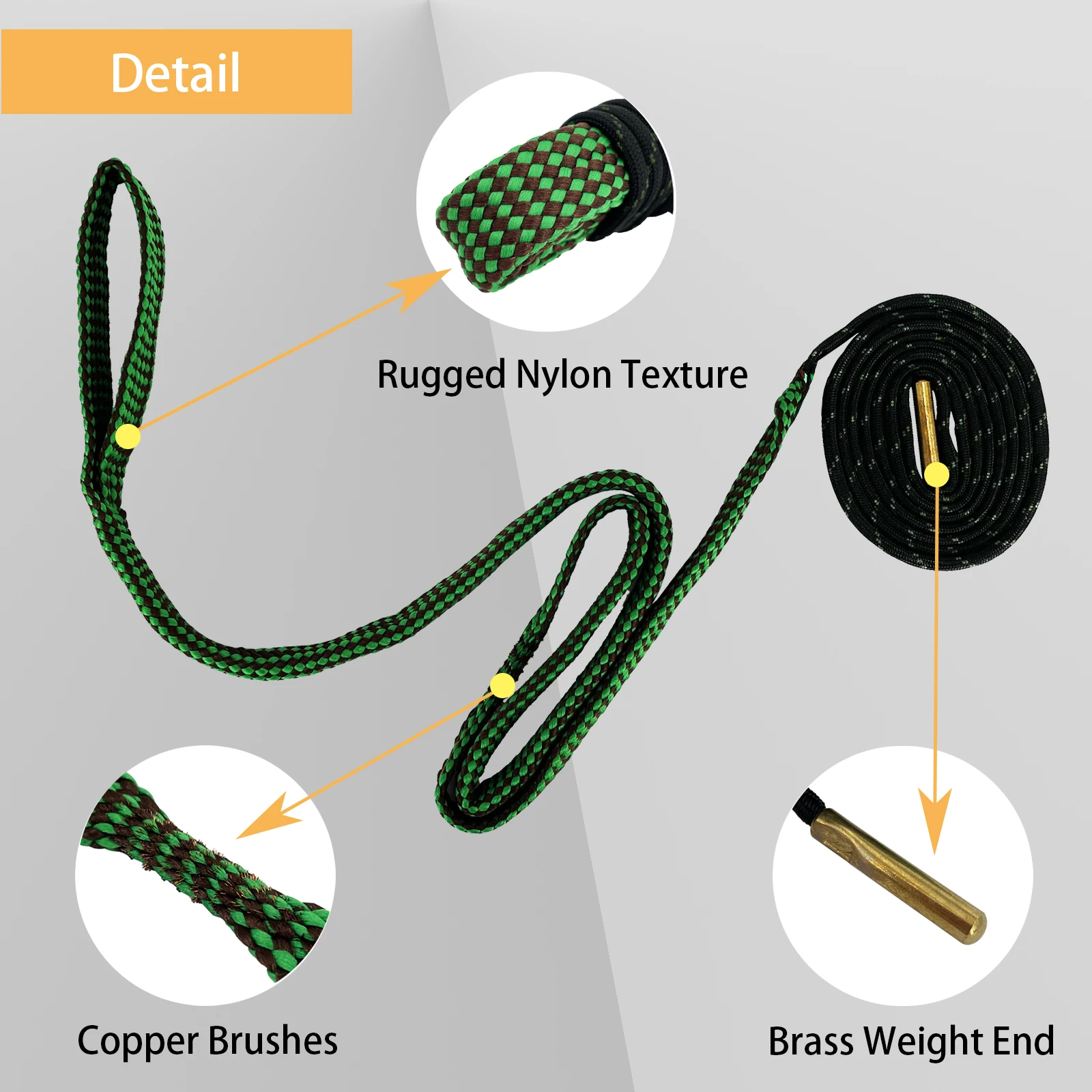MIDUG 2PCS Gun Cleaning Kit Rifle Bore Clean Snake Barrel Bore Brush Rope for 12GA 9mm .22 .223 5.56mm .308 7.62mm Pistol view 4