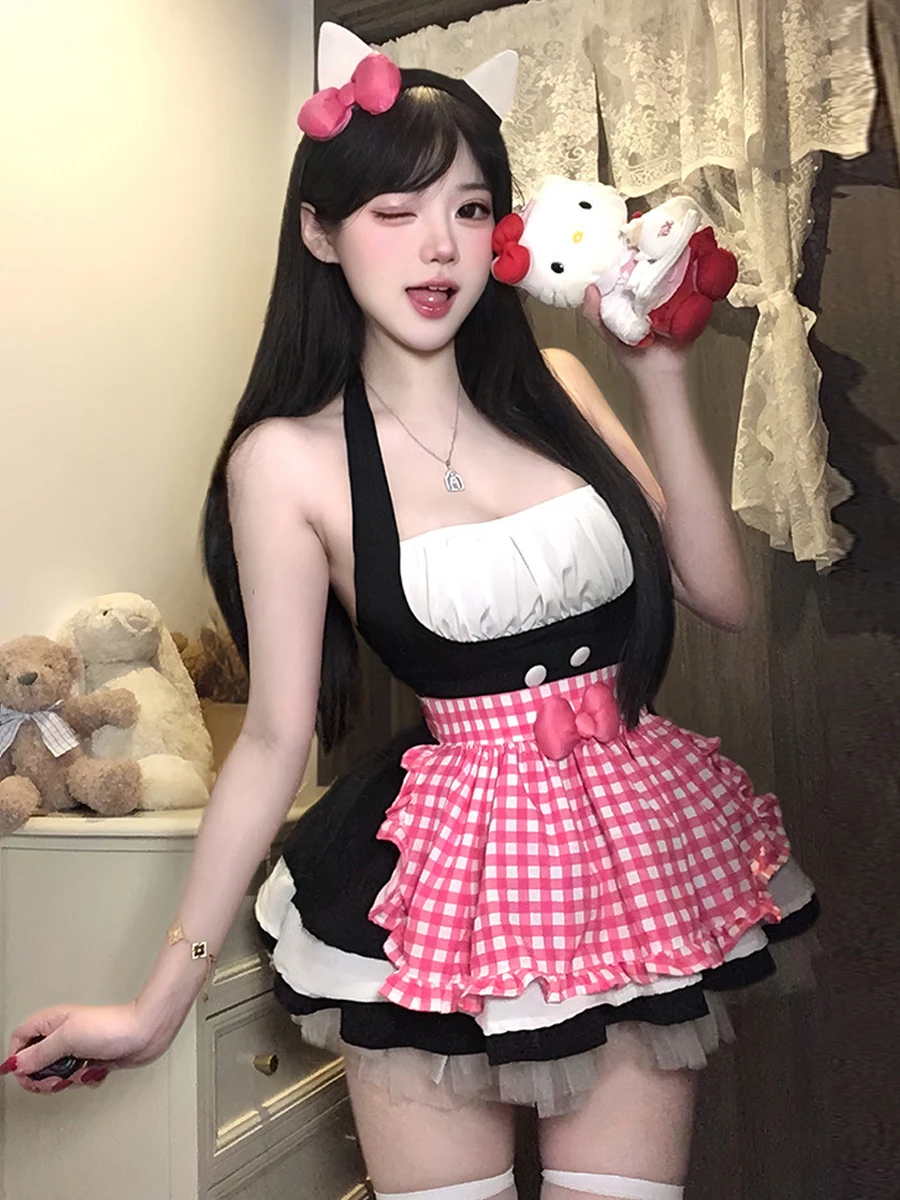 

Sweet Spicy Girl Pure Desire Sle Age Reduction Hanging Ne Strapl Dr Japanese Sle Cute Fem Servant Plaid Puffy ...