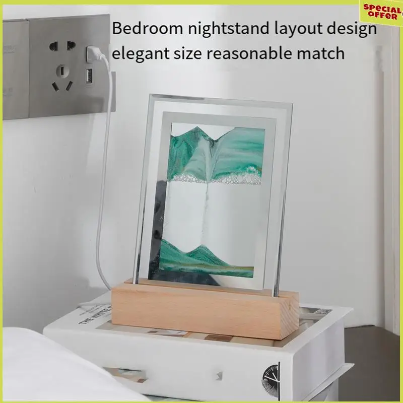 A34R Sand Art Moving Night Lamp Craft Quicksand 3D Landscape Flowing Sand Picture Hourglass Gift LED Table Night Light