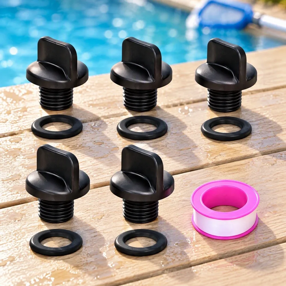 5pcs R0446000 Pool Lock Nut Set With O-ring Black Plastic Anti-loosening Screw Replacement Part For Swimming Spa Filtration