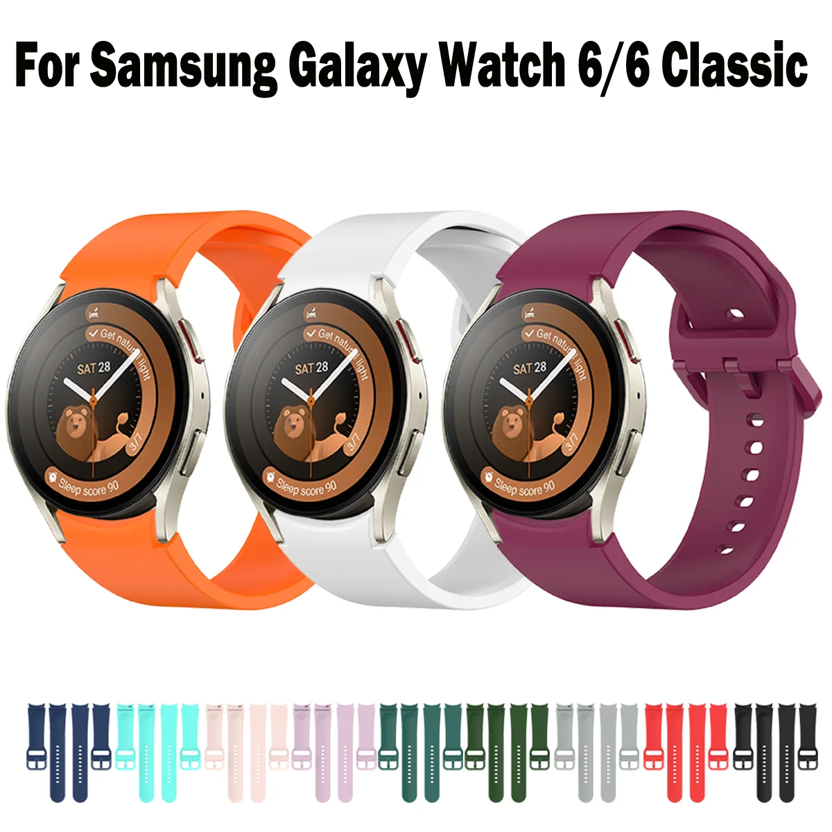 Silicone Strap For Samsung Galaxy Watch 6/5/4 44mm 40mm pro 45mm Sport 20mm Watchband Bracelet Galaxy Watch 6 Classic 43mm 47mm