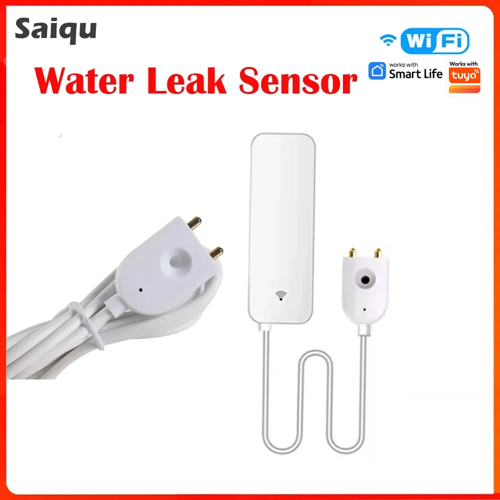 

Work With Tuya ABS Material WiFi Water Leak Sensor Water Flood Overflow Detector Smart Life APP Alert System