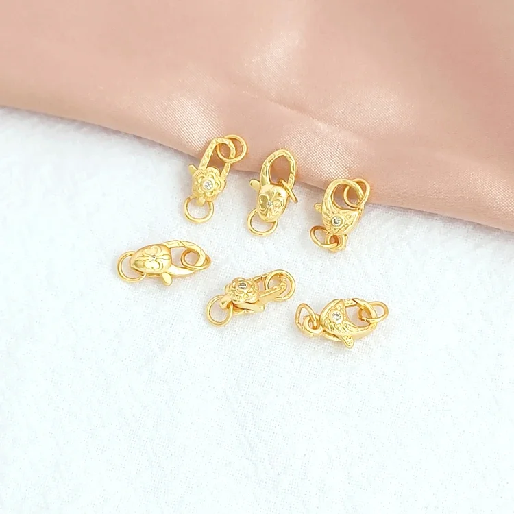 2 Pieces Matte Gold Micro Inlaid Zircon Lobster Clasp Closure Clasp, Handmade DIY Connection Clasp, Jewelry Necklace Buckle Head