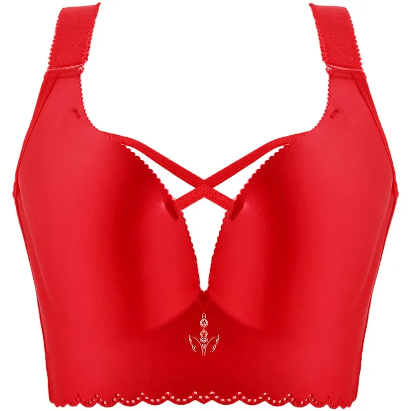 Soutien-gorge push-up pour femmes, sous-vêtements grande taille, bonnet profond, lingerie intégrale