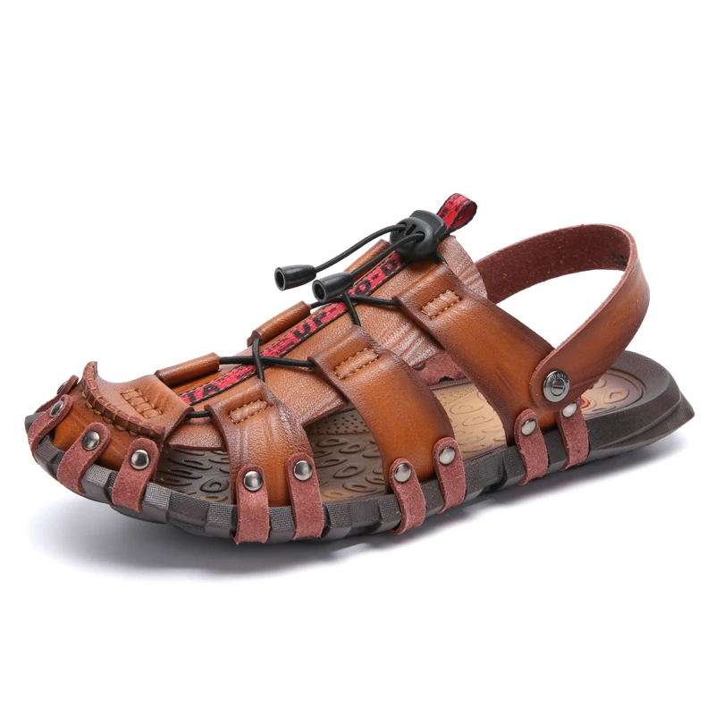 Nuevas sandalias de cuero para hombre, zapatos de verano para hombre, zapatillas de ocio, chanclas, calzado cómodo para hombre, sandalias suaves, Sandalias para senderismo
