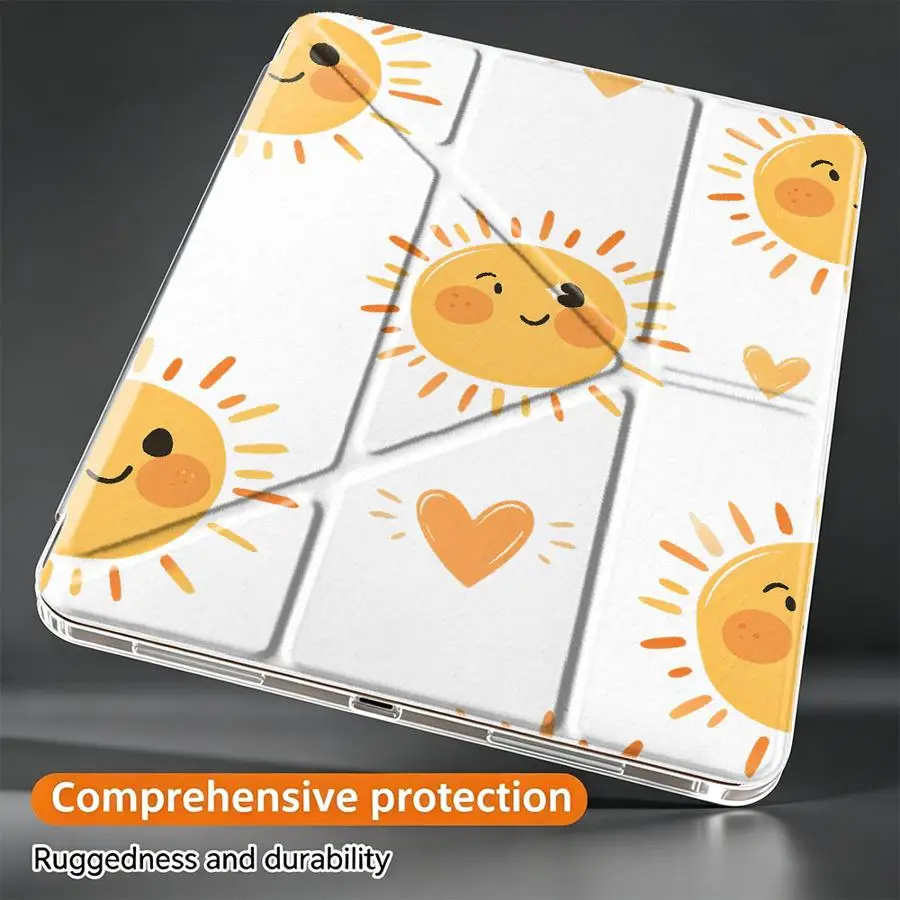 Tablet Case For Samsung Galaxy Tab A11 S8 S10 Lite S9 Plus S7 FE A8 A9 Plus With Pen Slot Cover Playful Cartoon Sun