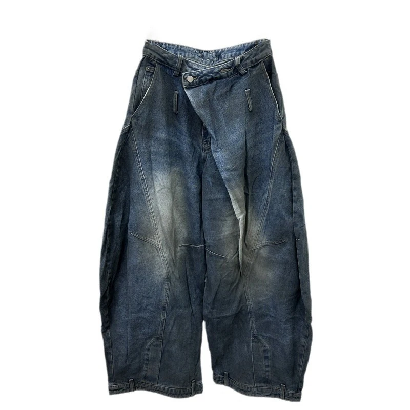 WTHT Vintage Fashion Women's Do Old Design Wide Leg Jeans 2026 Spring Trendy High Waist Straight Denim Pants Female 1LS3022