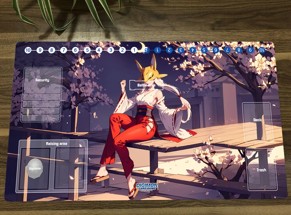 

Настольный игровой коврик Digimon Sakuyamon, коврик для коллекционных карточных игр, коврик для мыши, коврик для мыши TCG, настольный игровой игровой коврик 60x35 см, бесплатная сумка