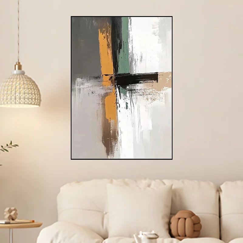 Pintura al óleo pintada a mano pura abstracta, imagen colgante para habitación, pintura de decoración minimalista moderna, carta de sentido de textura de entrada