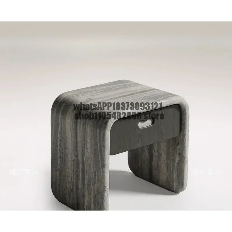Modern simple marble pattern bedside table Qiyin series movable storage cabinet storage minimalist