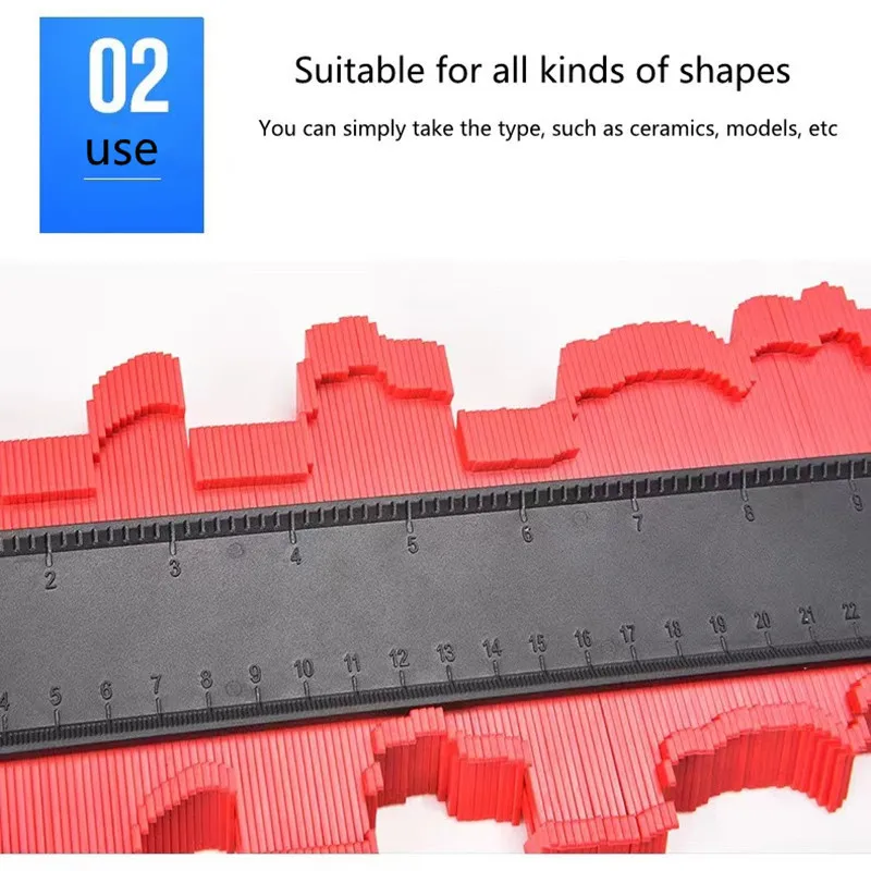 Multi-functio Contour Profile Gauge Tiling Laminate Tiles Edge Shaping Wood Measure Ruler ABS Contour Gauge Duplicator