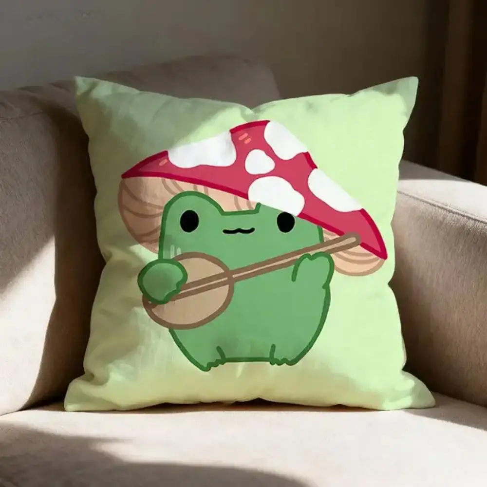 Fairycore Cartoon Frog Pillow Cover Cute Green Cottagecore Cushion Case for Sofa Bedroom Living Room Home Decor New Arrival