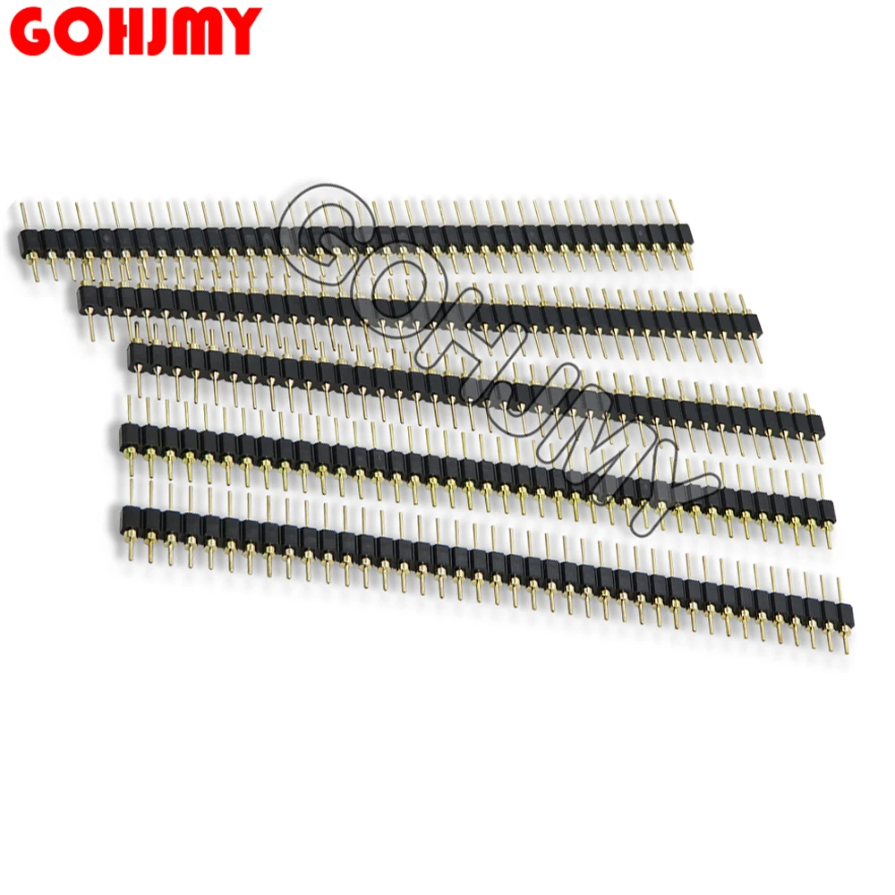 5PCS 2.54mm Round pin 40P Header Strip Male Header Single Row 40 Pin Connector Strip Needle 1x40 Connector 