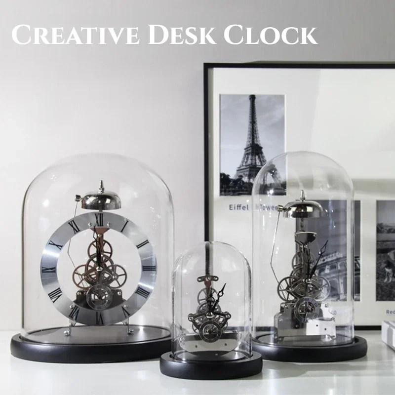 Luxury Mechanic Metal Desk Clock Living Room Table Clock Work Office Aesthetic Clocks Nordic Interior Decoration Accessories
