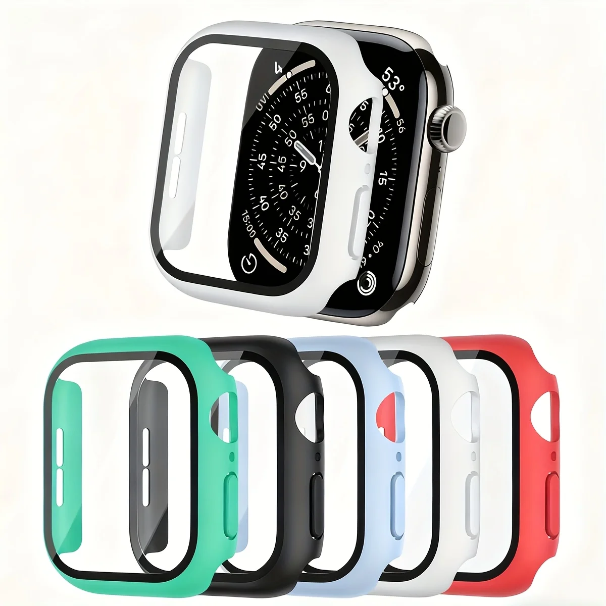 Gehärtetes Glas + Abdeckung für Apple Watch Gehäuse 45 mm 41 mm 44 mm 40 mm 42 mm Displayschutzfolie Zubehör iWatch Serie 9 4 5 6 SE 7 8