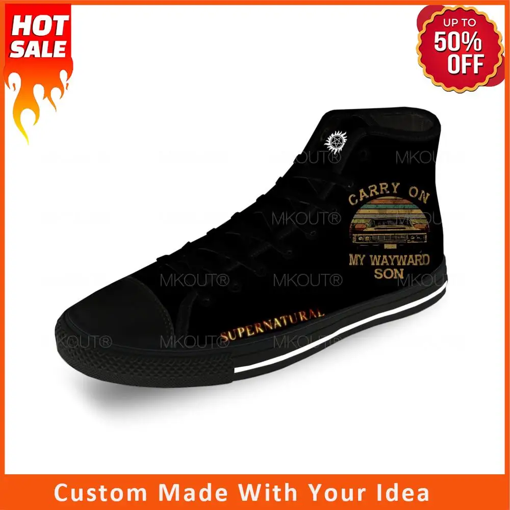 Carry on My Wayward Son Supernatural Cool Casual Cloth 3D Print High Top Canvas Shoes Men Women Lightweight Breathable Sneakers