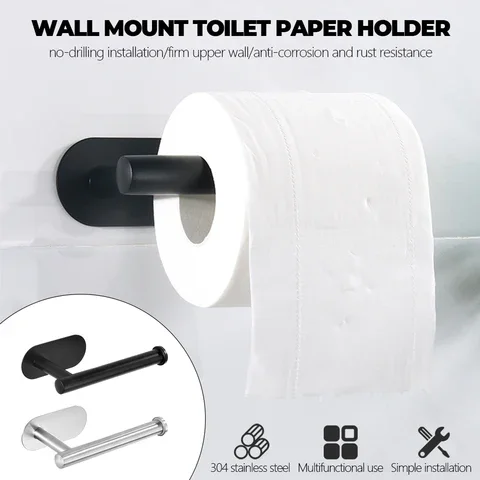 

Roll Paper Holder Stainless Steel Wall Mount Kitchen Tissue Toilet Paper Bathroom Towel Accessories Rack Holders