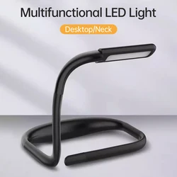 Neck Reading Light Rechargeable Book Light with 3 Color Adjustable Brightness Eye-friendly Desk Lamp Bendable Arms for Reading