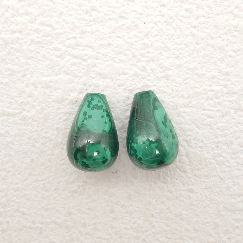 Semiprecious Stones Jewelry Natural Malachite Drilled Earring Bead Accessories For Women,17x12mm,3.1g (Top Half Drilled)