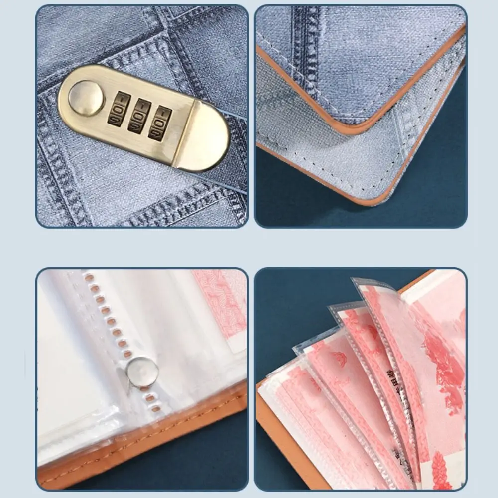 50Sheets Envelop Savings Challenges Book Portable Refillable Budget Binder with Lock PU Leather Cash Envelopes Planner Organizer